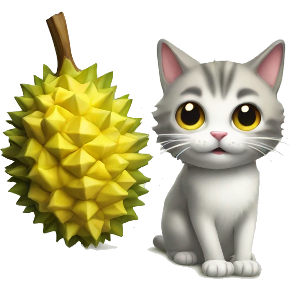 Durian fruit with cat emoji