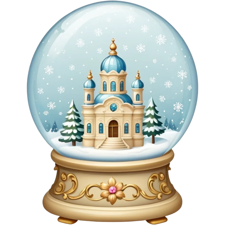 vintage rococo beige dainty floral snow globe emoji