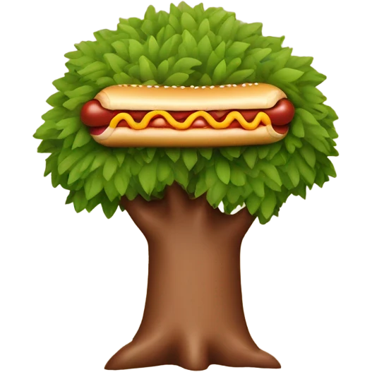 A tree eating a hotdog emoji
