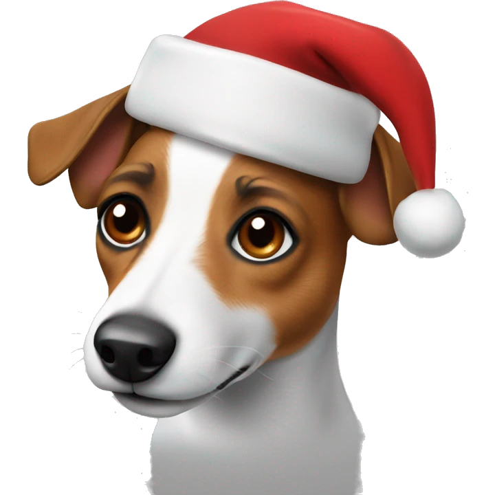 Jack russel with Christmas hat emoji