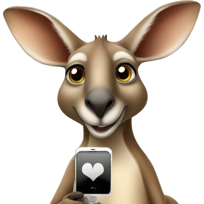 kangaroo holding iphone emoji