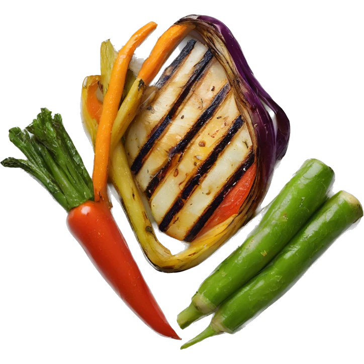 Grilled vegetables served on a white plate  emoji