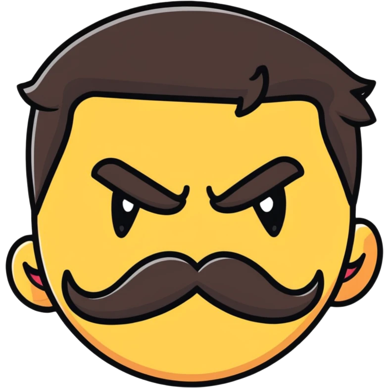 angry face with mustache emoji