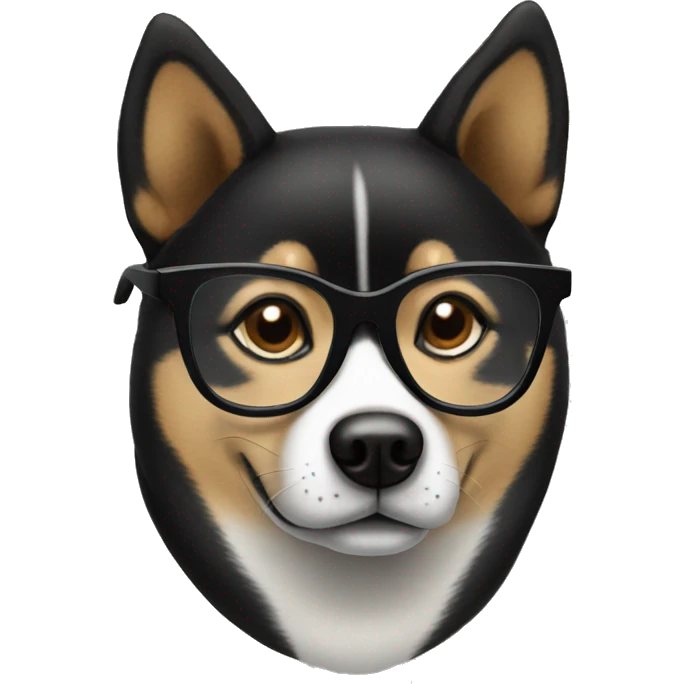 Black Shiba Inu wearing glasses  emoji