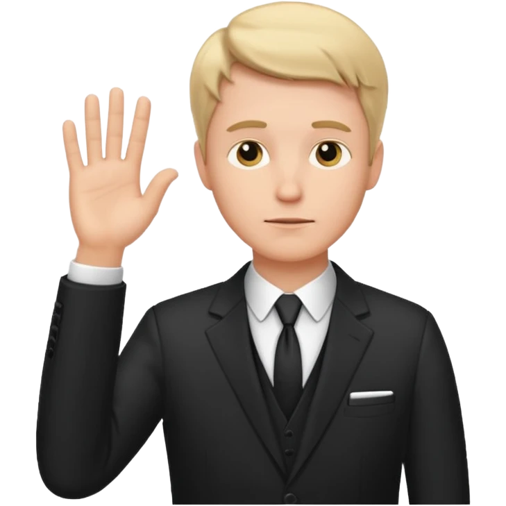 white man in formal suit in thought, shows something with his hand emoji