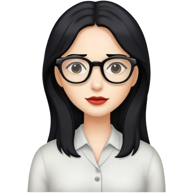 a women with long black hair and glasses emoji