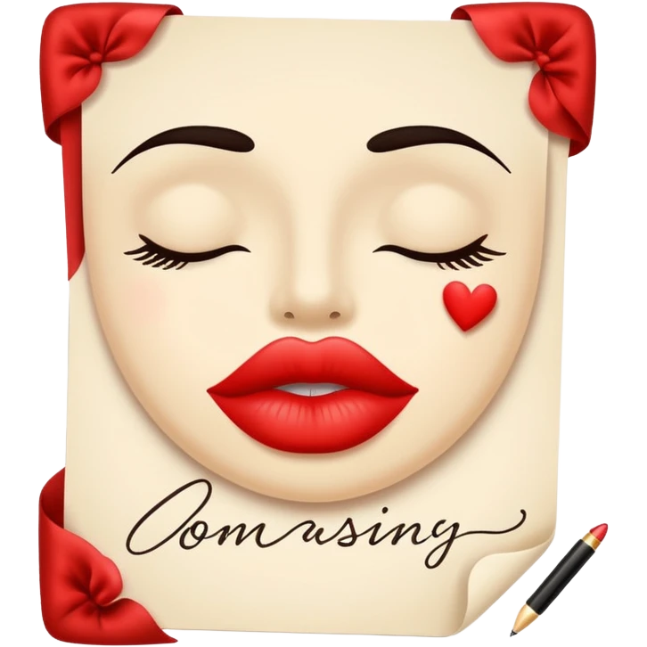 handwritten note with a kiss elegant emoji