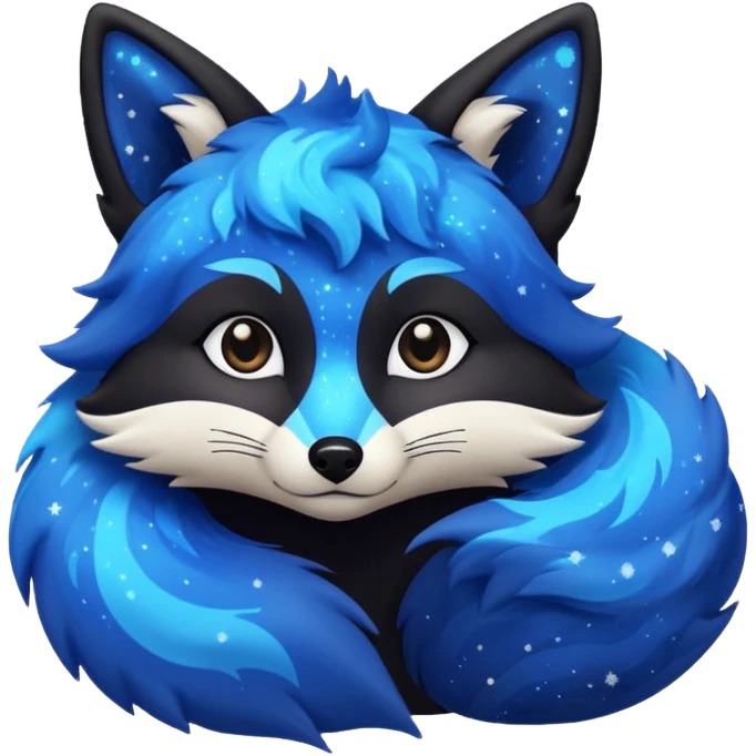 Black fox with blue swirling galaxy/marble pattern emoji