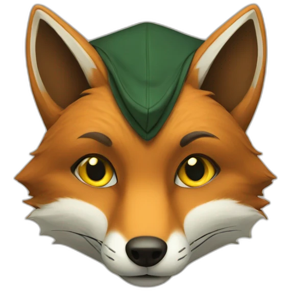 brown fox with yellow eyes and a dark green hood emoji