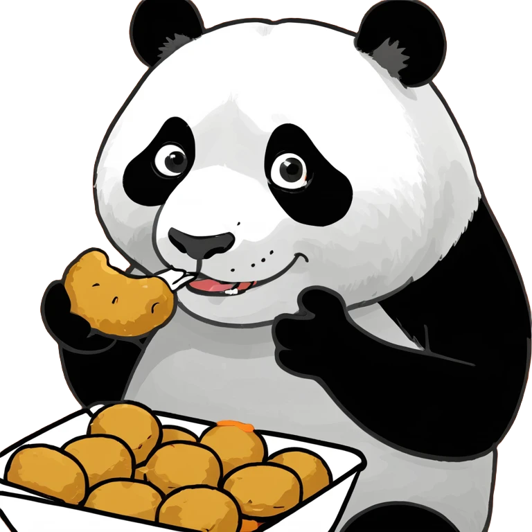 Panda eating chicken nuggets  emoji