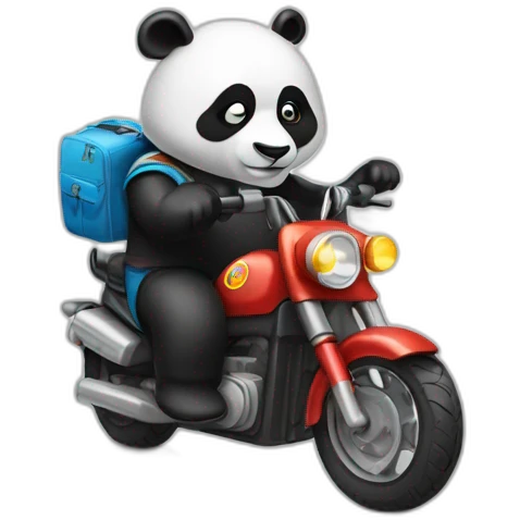 Un panda sur une moto emoji