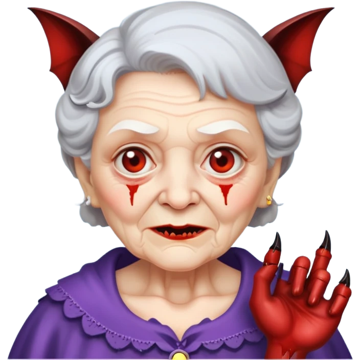 A granny with a bloody bat emoji