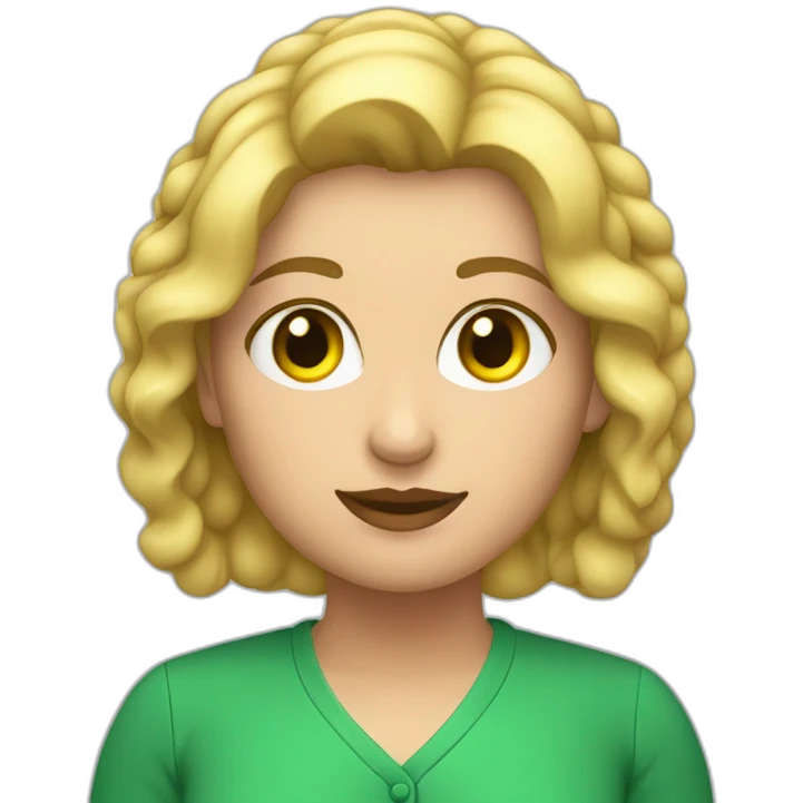 Mujer gordita pelo rubio ojos grandes verdes emoji