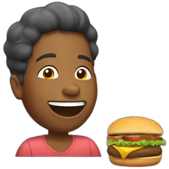 Ma maman qui mange un hamburger emoji