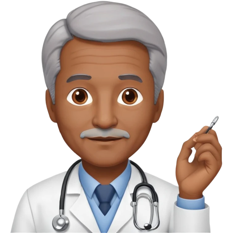mature 60 year old male doctor with stethoscope, gray hair, medium-dark skin tone, cinnamon skin tone, professional emoji