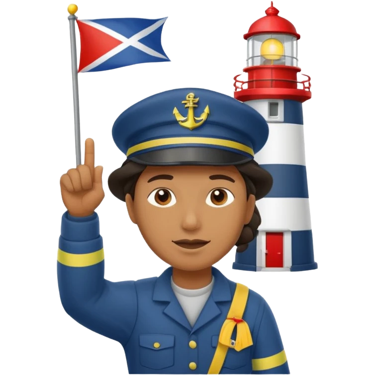 lighthouse Keeper raising signal flag emoji
