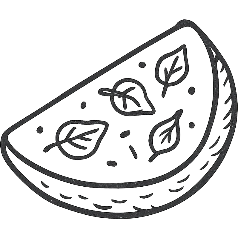 A hand drawn icon of a green spinach omelet emoji