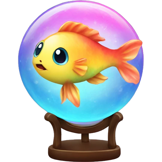 Kawaii colorful baby fish in a tie dye globe emoji