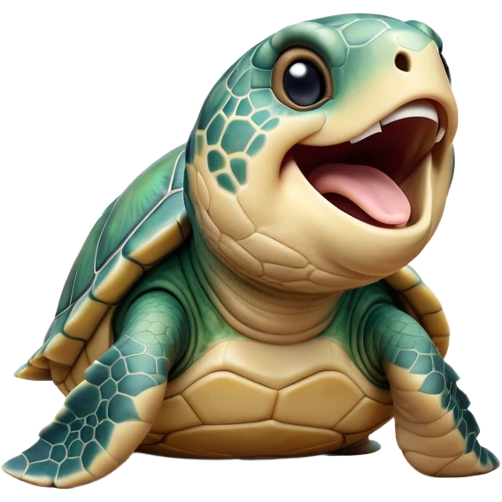 Cinematic Realistic Cute Yawning Sea Turtle Portrait Emoji, Head tilted slightly with a dramatic, wide-open yawn, showcasing a soft, textured shell and a tender, aged face with half-closed, drowsy eyes, rendered with natural shadows and delicate detail; high shine, relaxed yet expressive, styled with a dash of oceanic charm, soft glowing outline, capturing the essence of a sleepy yet affectionate sea turtle that appears ready to stretch out and drift into a peaceful nap! emoji