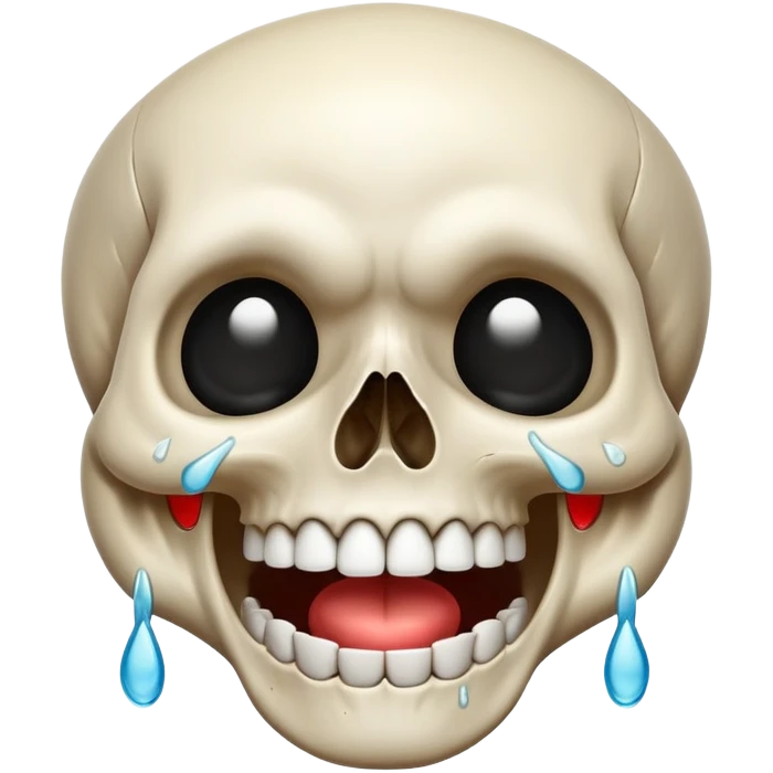 skull laughing with its mouth comically wide also crying tears emoji