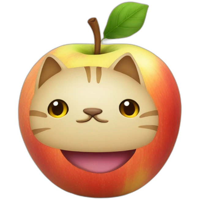 un chat sur une pomme emoji