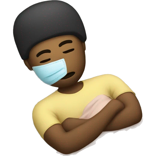A man have mask and sleeping on bed emoji