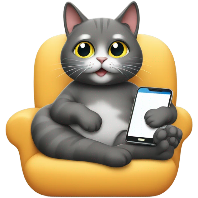 a cat with a smartphone emoji