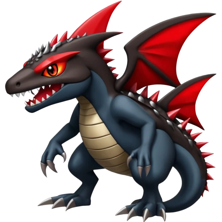 Edgy cool spiky scaly badass punky handsome elegant tough Meloetta-Guilmon-Garchomp-Sharpedo-Darkrai-Pokémon-Fakémon-fusion-hybrid-creature emoji