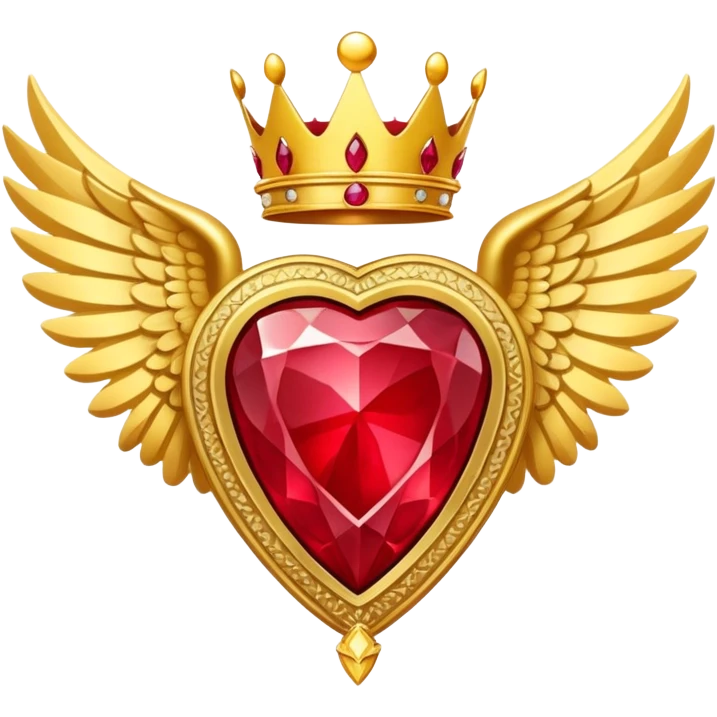 Big triangle rubby stone award-in-frame-decorated-with-big-golden-angel--wings and crown emoji