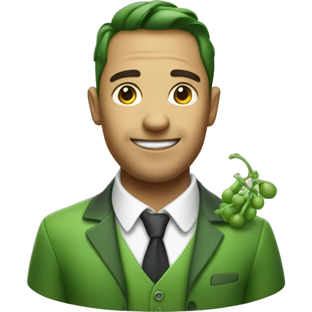 a pea dressed in smart casual emoji