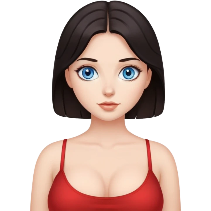 beatufil girl with dark hairs blue eyes and big tits no censure  emoji