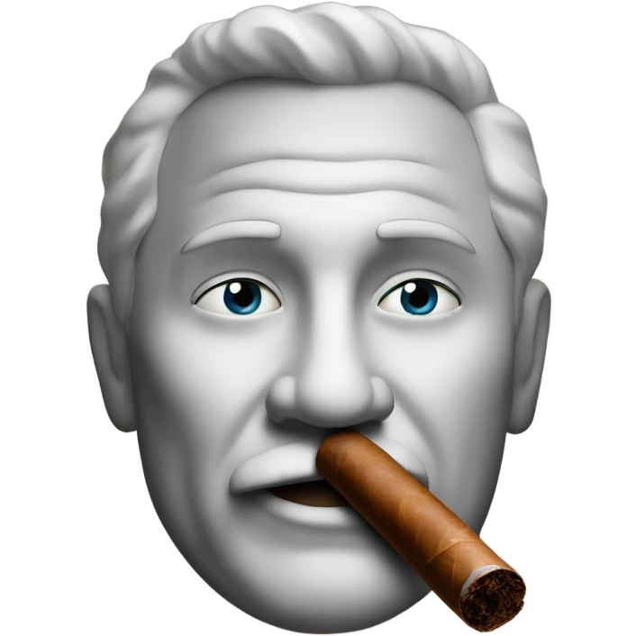 A man smoking a cigar. At the end of the cigar are two orbs. emoji