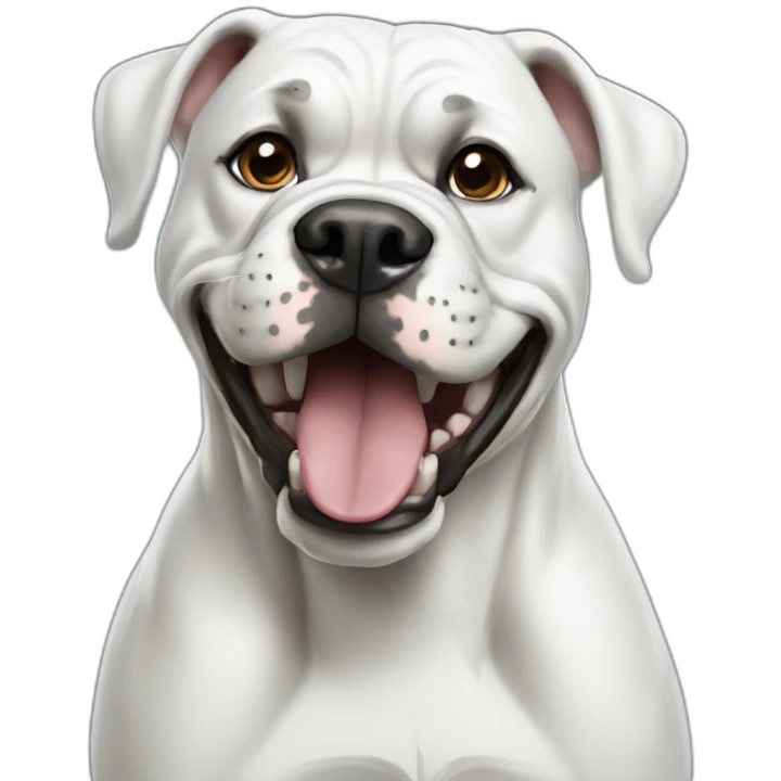 white boxer dog smiling emoji