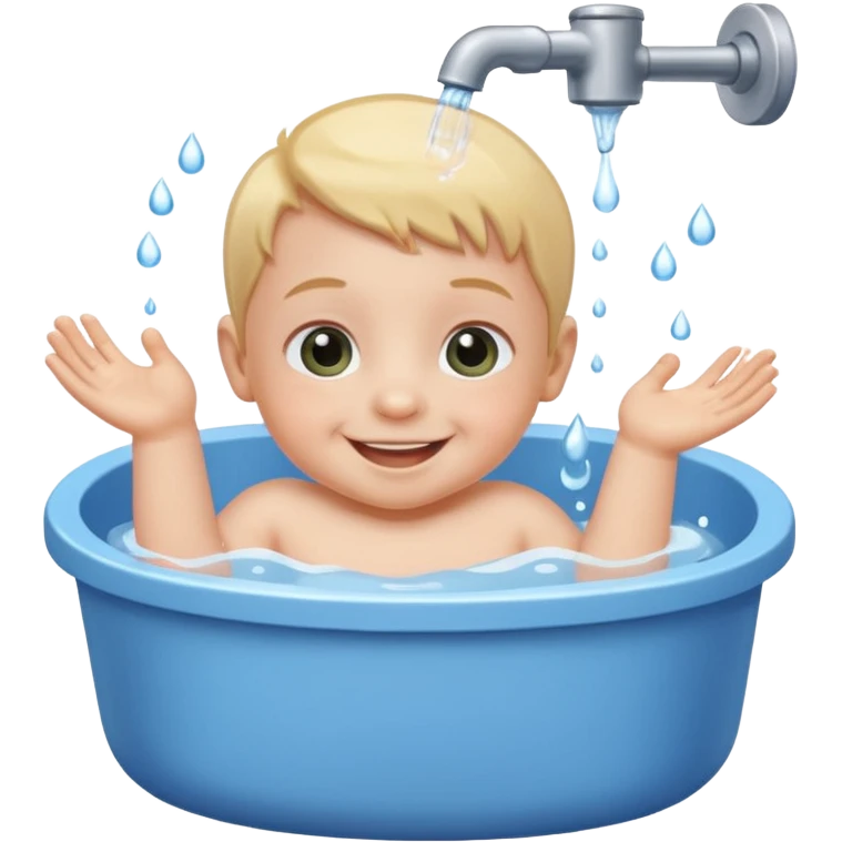 baby smiling in a small tub emoji