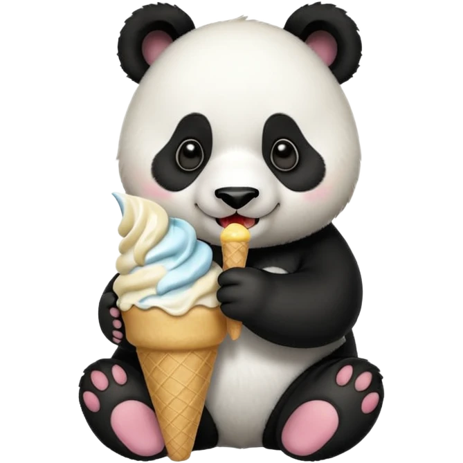 Panda eating ice cream emoji