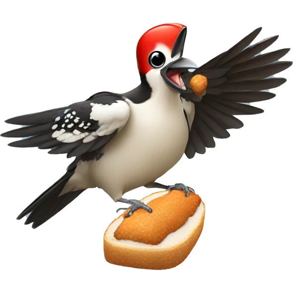 Woodpecker eating chicken emoji
