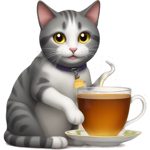 Cat drinking tea emoji