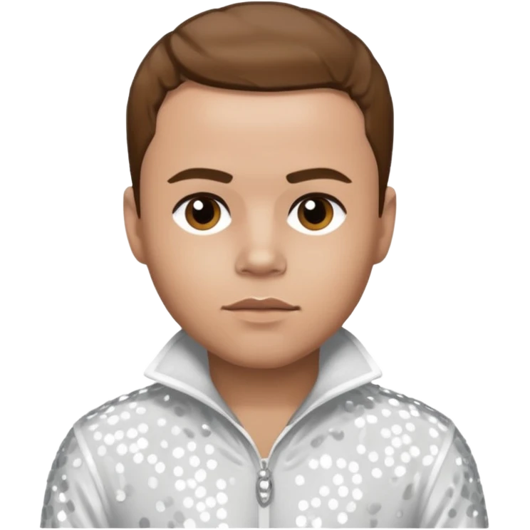 Brian Harvey from East 17 with light skin, brown hair, white sequin outfit emoji