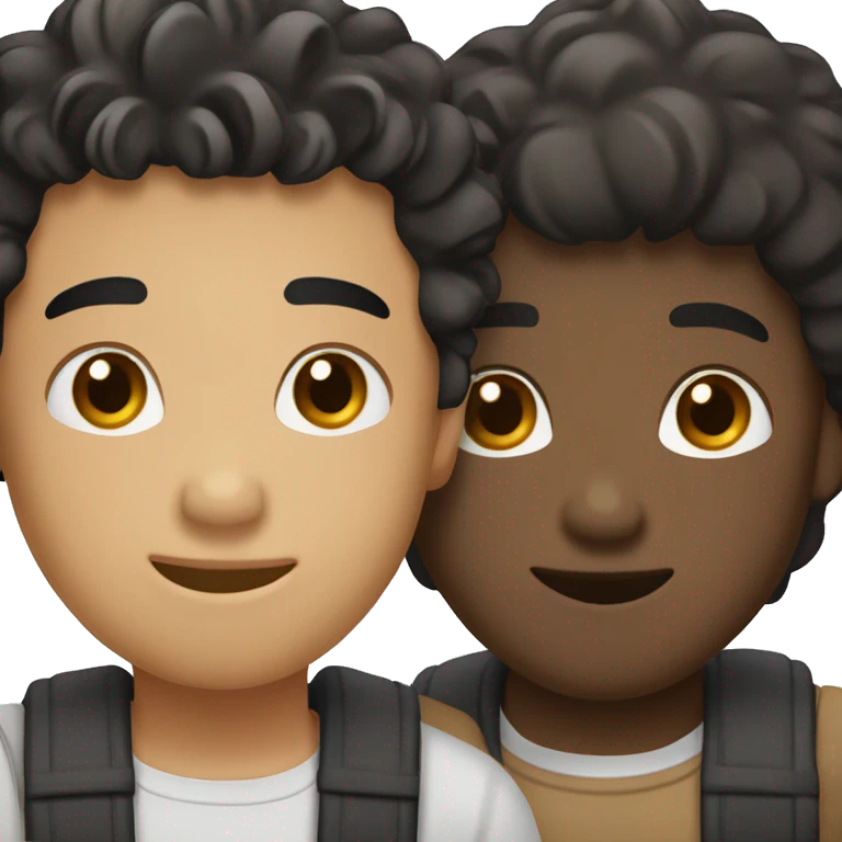 Two young men raising their right hand up one is blonde brown eyes and one is black hair brown eyes and a bit tan emoji
