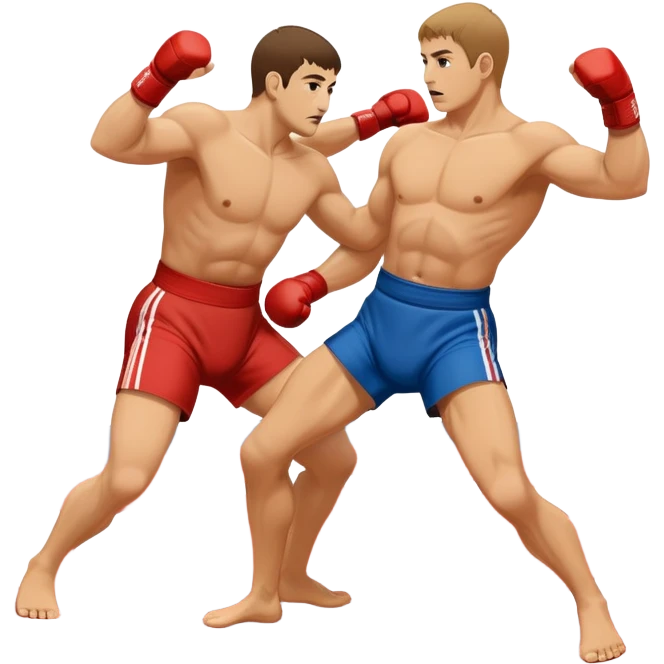 An icon symbolizing Sambo, with two fighters in a dynamic grappling stance. One is attempting a throw, while the other defends. The background features a wrestling mat and subtle elements of Russian martial arts culture. Transparent background highlights the power and strategy of the sport emoji