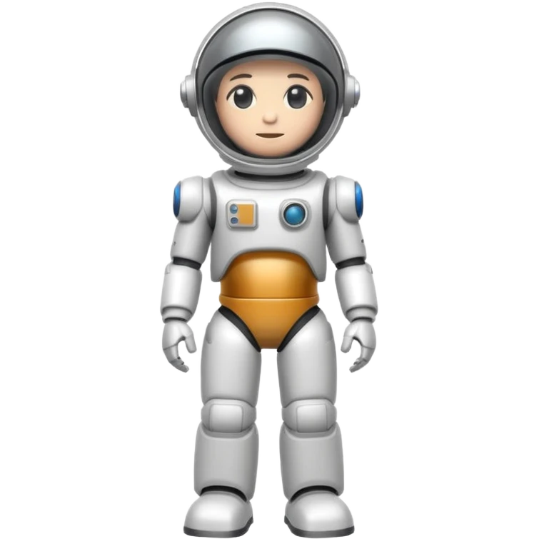 retro robot Astronaut in white EVA suit with silver visor helmet emoji
