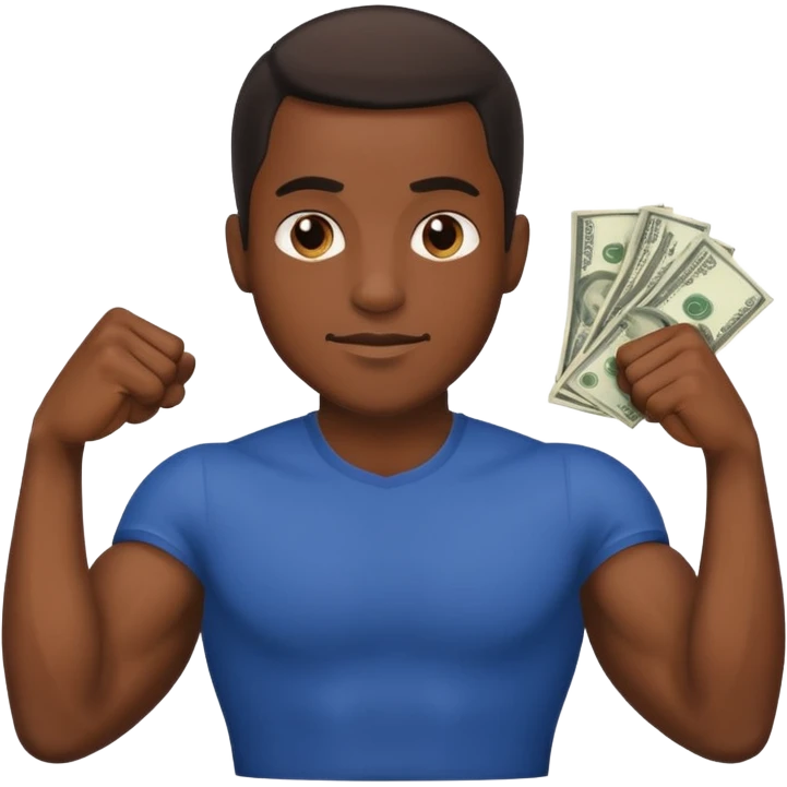 Black man flexing money emoji