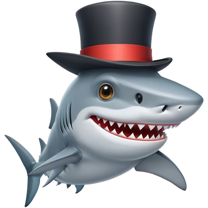 Shark with a top hat emoji