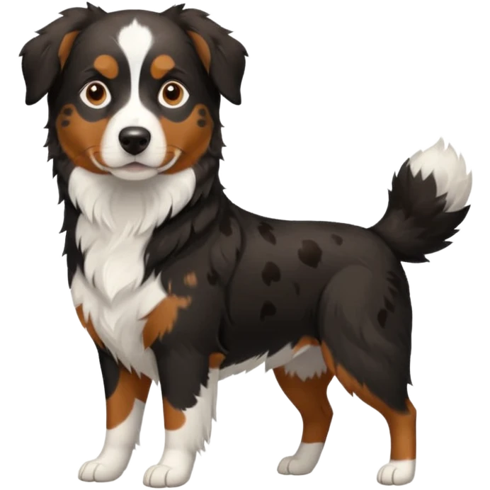 Black tri Australian Shepard and a brown and white spot beagle emoji