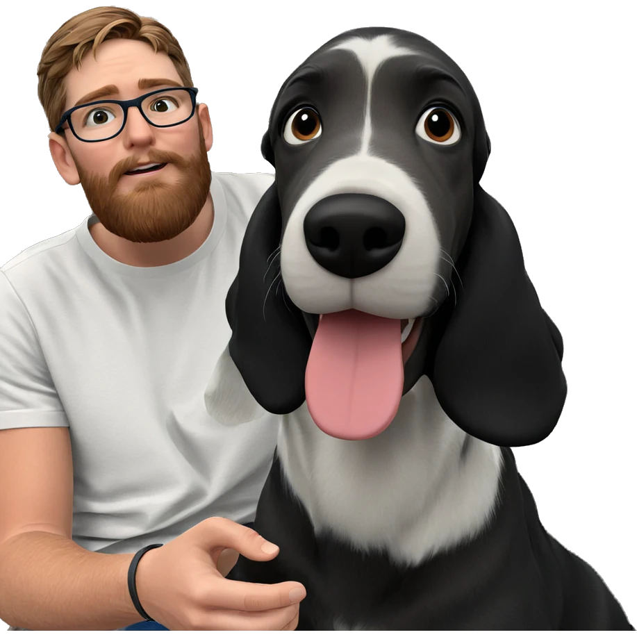 boy with dog indoors emoji