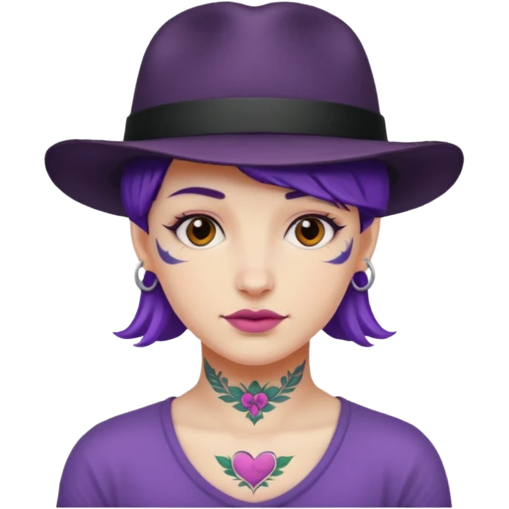 hat and purple tattoo emoji