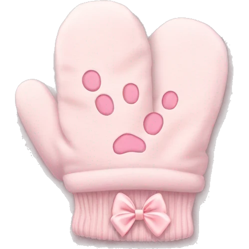 pale pink mittens with paw print and pale pink bow emoji