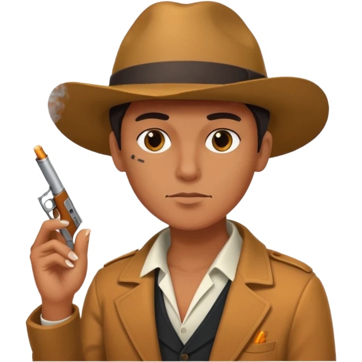 Smoking cigarette, holding gun emoji