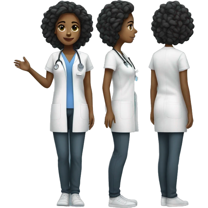 Black girl  Xray tech full body with scrubs turned left emoji