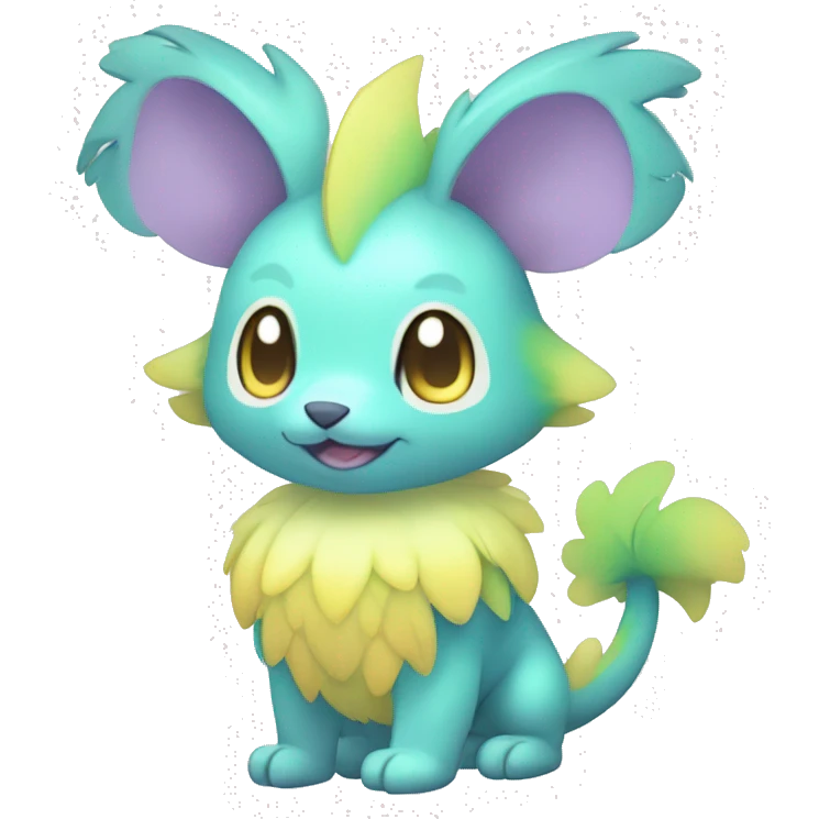 Cute cool pastel shiny colorful animal hybrid Fakemon full body emoji
